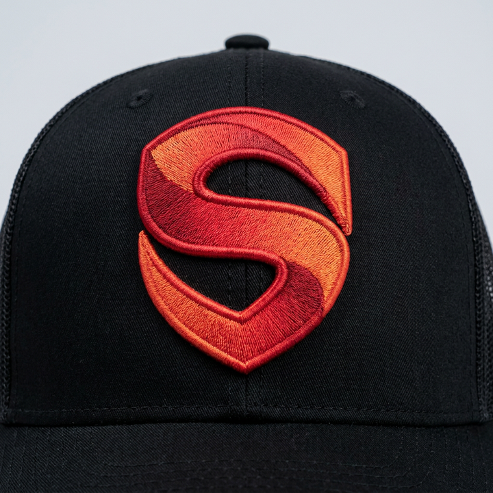 Solar Coil Machine Embroidered 3D Puff Flexfit Cap – Hand Finished in Dubai | EmbroMania