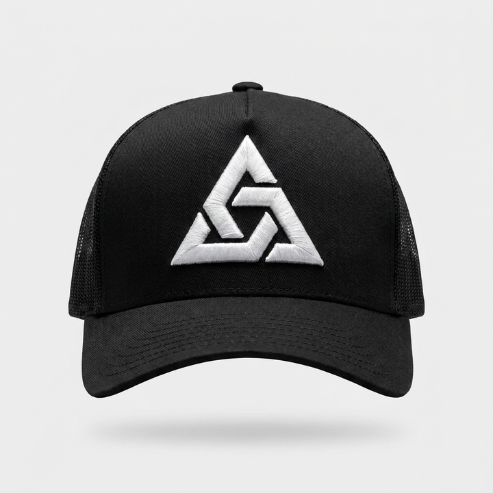 Solar Coil Machine Embroidered 3D Puff Flexfit Cap – Hand Finished in Dubai | EmbroMania