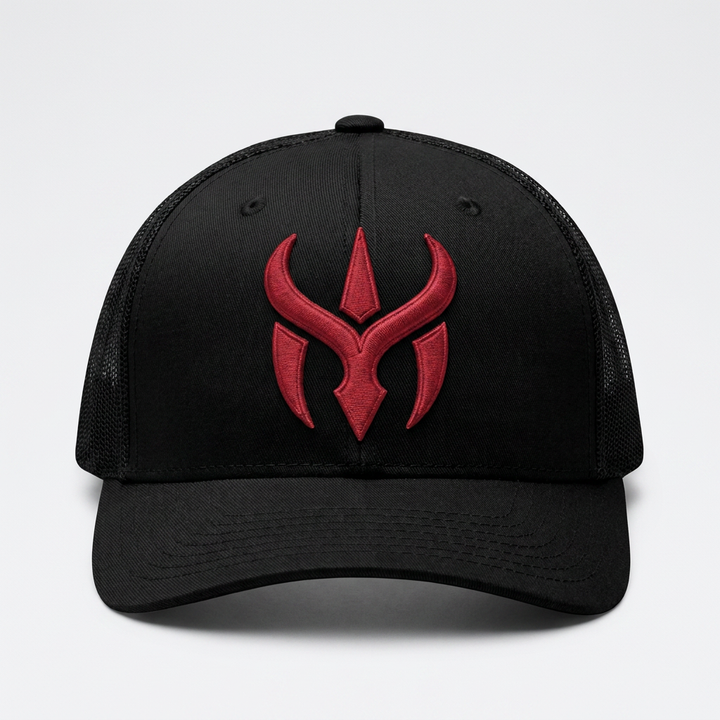 Solar Coil Machine Embroidered 3D Puff Flexfit Cap – Hand Finished in Dubai | EmbroMania