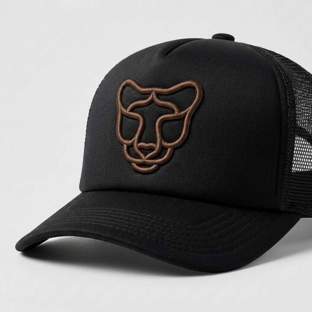 Solar Coil Machine Embroidered 3D Puff Flexfit Cap – Hand Finished in Dubai | EmbroMania