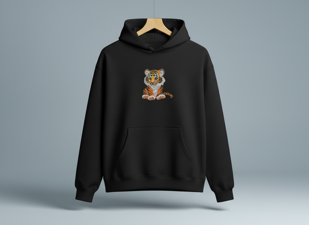 Baby Tiger — Premium Embroidered Hoodie | Original EmbroMania Design