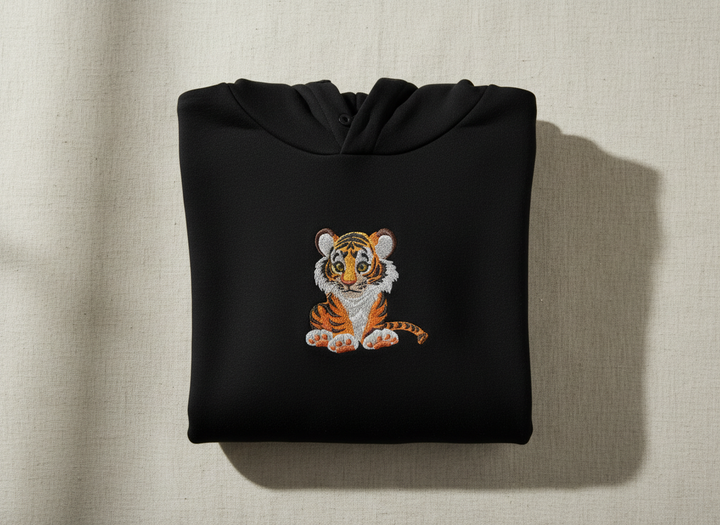 Baby Tiger — Premium Embroidered Hoodie | Original EmbroMania Design
