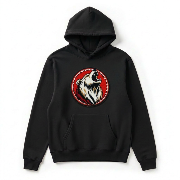 Woodland Bear Machine Embroidered Hoodie – Hand Finished in Dubai | EmbroMania