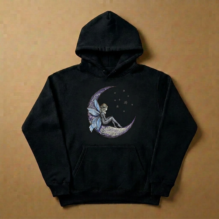 Fairy Tale on the Moon Machine Embroidered Hoodie – Hand Finished in Dubai | EmbroMania