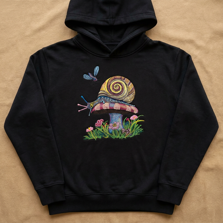 Garden Snail Machine Embroidered Hoodie – Hand Finished in Dubai | EmbroMania