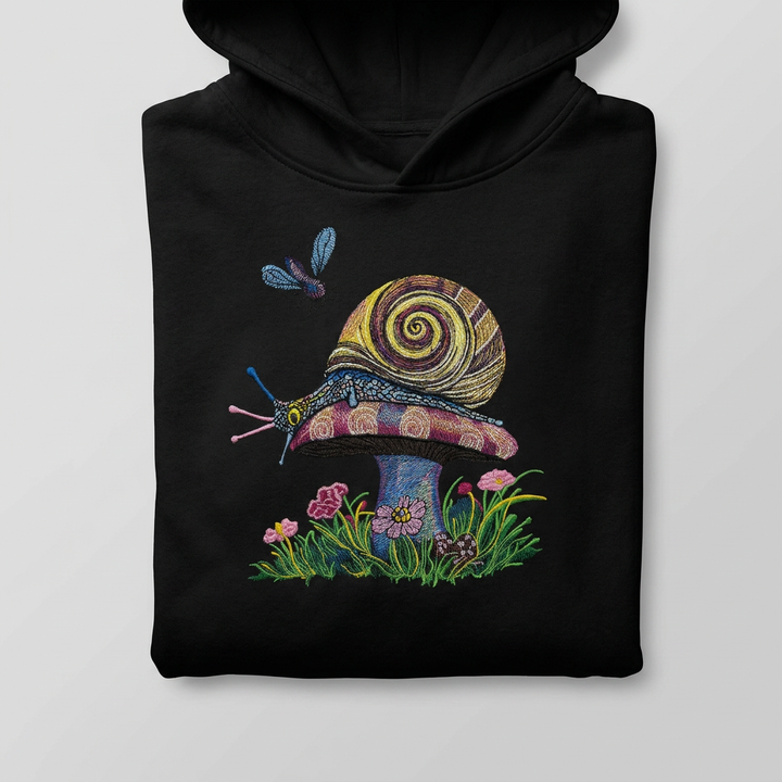 Garden Snail Machine Embroidered Hoodie – Hand Finished in Dubai | EmbroMania