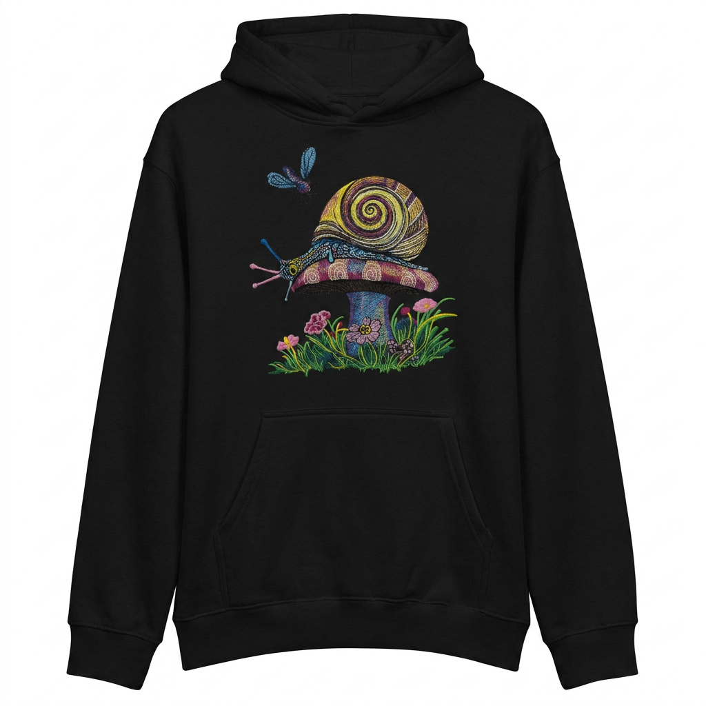 Garden Snail Machine Embroidered Hoodie – Hand Finished in Dubai | EmbroMania