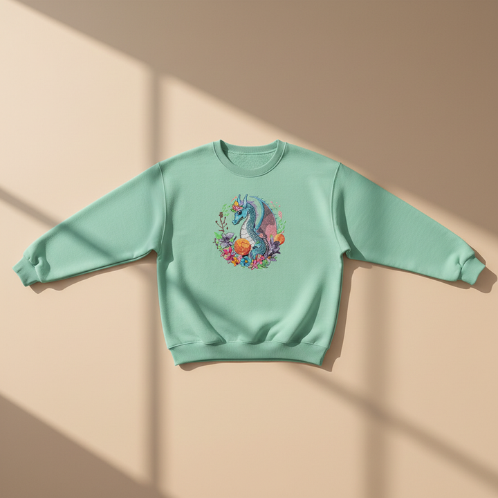 Midnight Garden Dragon — Premium Embroidered Sweatshirt | Original EmbroMania Design