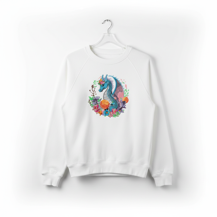 Midnight Garden Dragon — Premium Embroidered Sweatshirt | Original EmbroMania Design