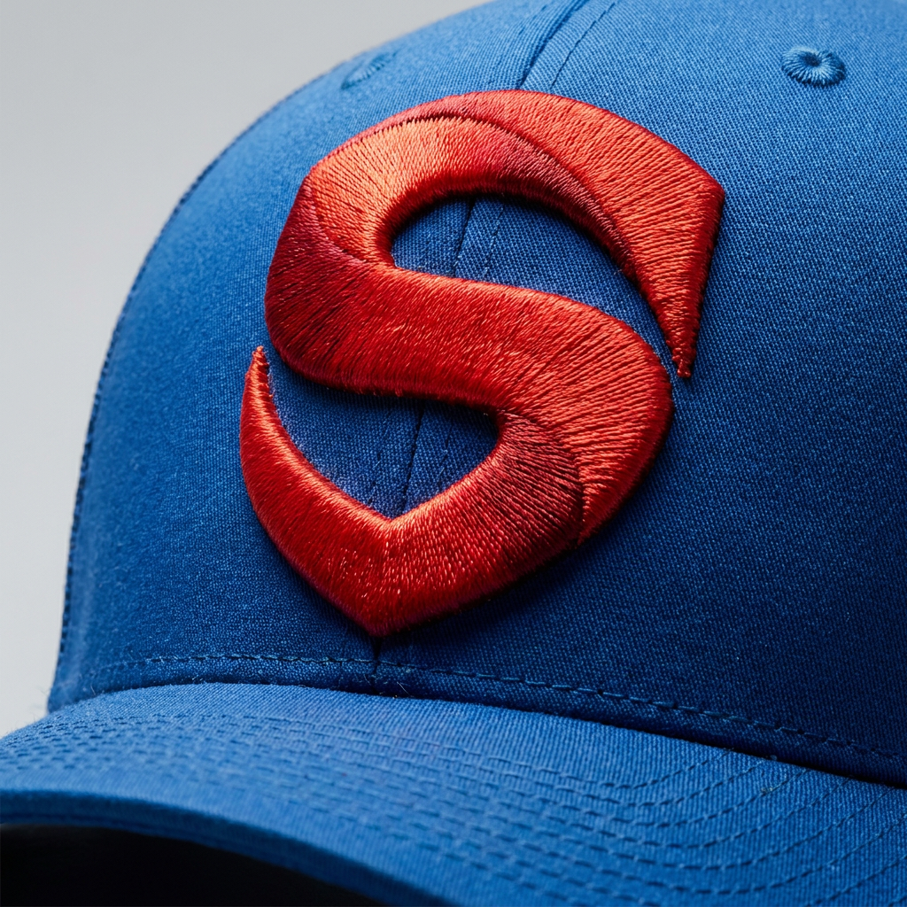 Solar Coil Machine Embroidered 3D Puff Flexfit Cap – Hand Finished in Dubai | EmbroMania