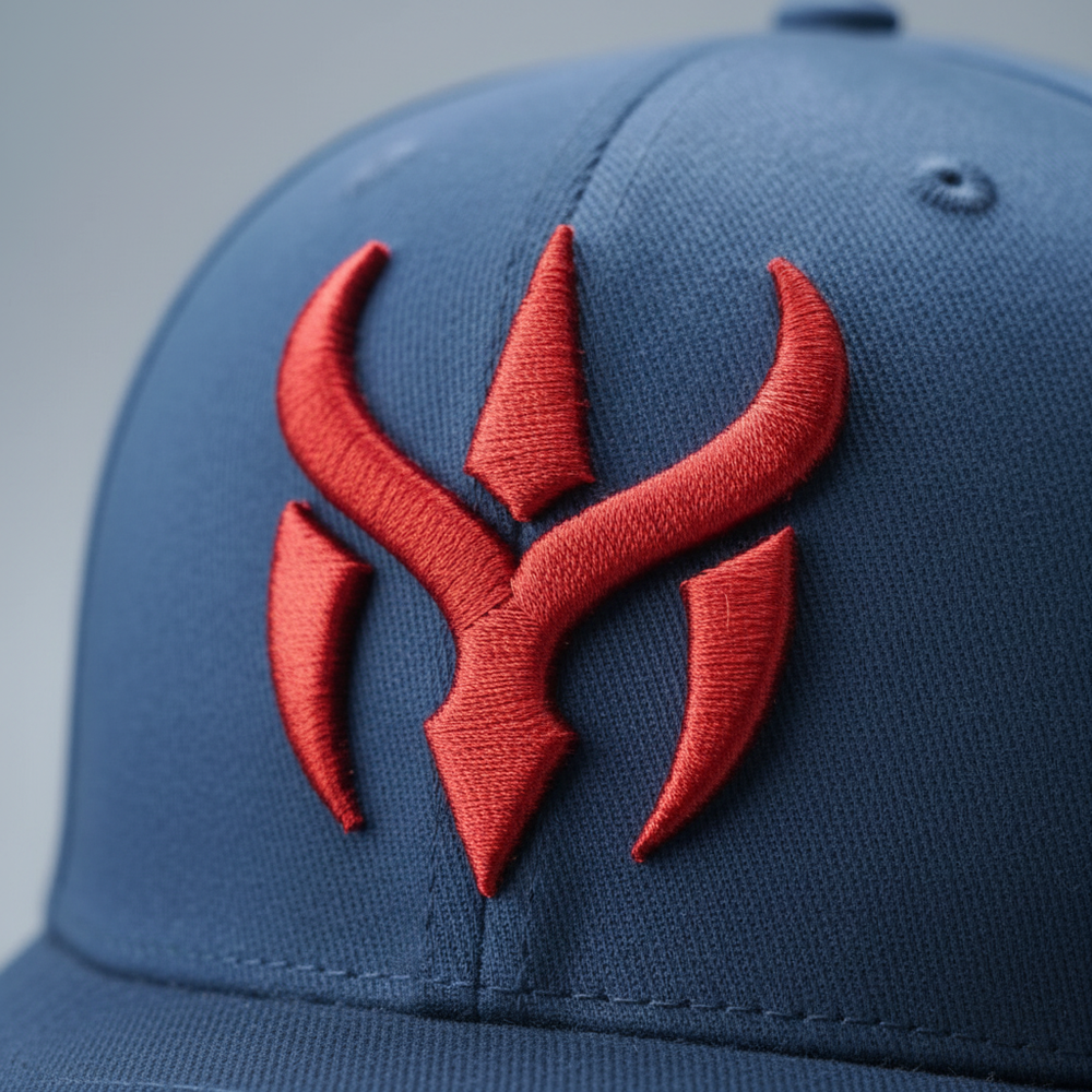 Shadow Crest Machine Embroidered 3D Puff Flexfit Cap – Hand Finished in Dubai | EmbroMania