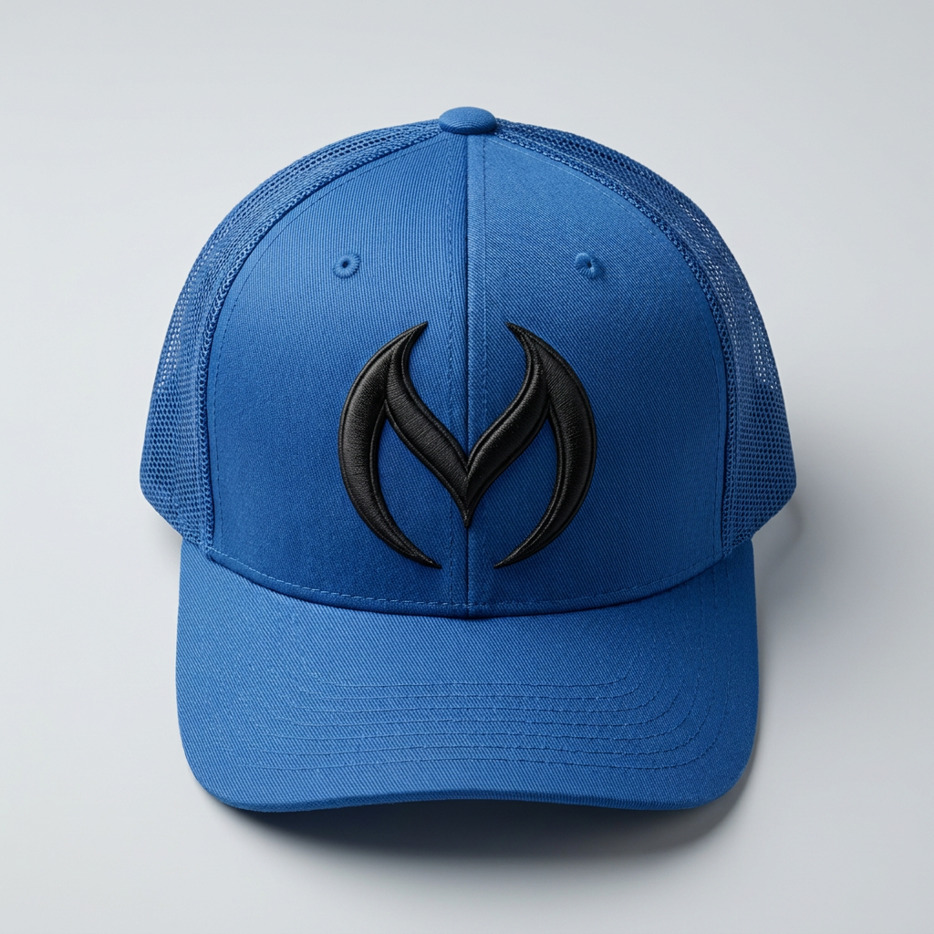 Solar Coil Machine Embroidered 3D Puff Flexfit Cap – Hand Finished in Dubai | EmbroMania