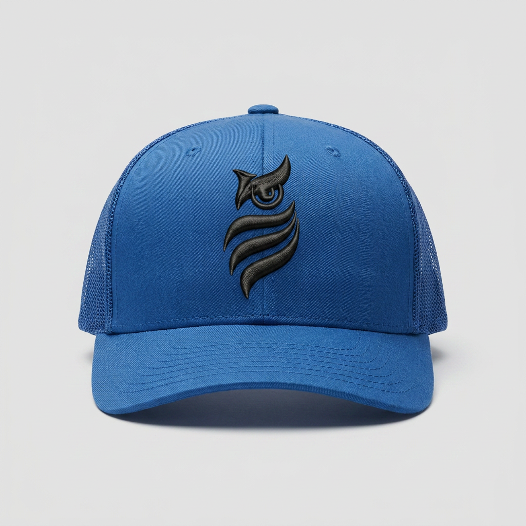 Solar Coil Machine Embroidered 3D Puff Flexfit Cap – Hand Finished in Dubai | EmbroMania
