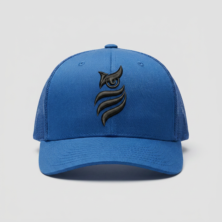 Solar Coil Machine Embroidered 3D Puff Flexfit Cap – Hand Finished in Dubai | EmbroMania