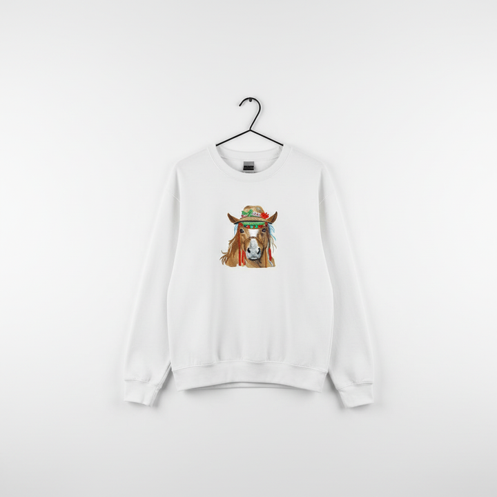 Boho Spirit Horse — Premium Embroidered Sweatshirt | Original EmbroMania Design