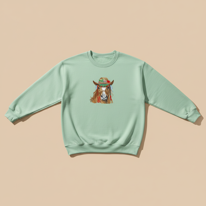 Boho Spirit Horse — Premium Embroidered Sweatshirt | Original EmbroMania Design