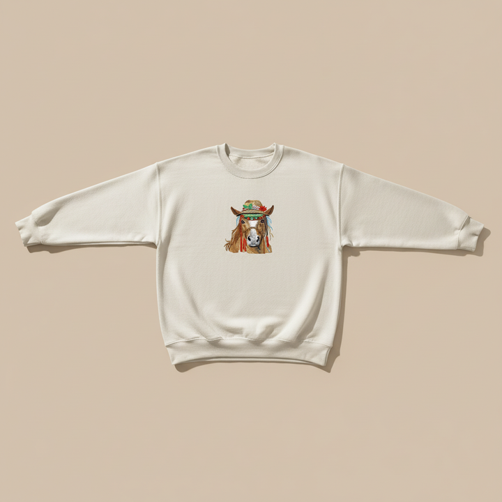 Boho Spirit Horse — Premium Embroidered Sweatshirt | Original EmbroMania Design