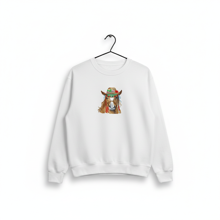 Boho Spirit Horse — Premium Embroidered Sweatshirt | Original EmbroMania Design