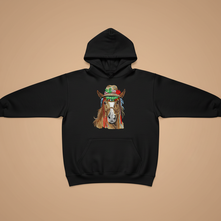 Boho Western Horse — Premium Embroidered Hoodie | Original EmbroMania Design