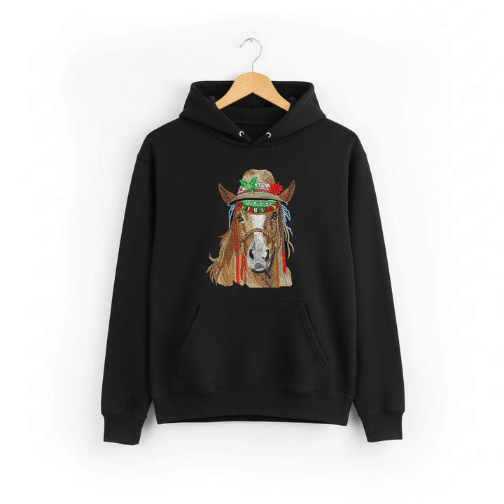 Boho Western Horse — Premium Embroidered Hoodie | Original EmbroMania Design