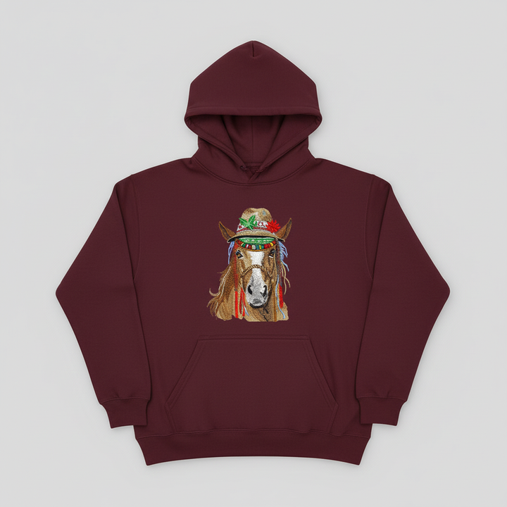 Boho Western Horse — Premium Embroidered Hoodie | Original EmbroMania Design