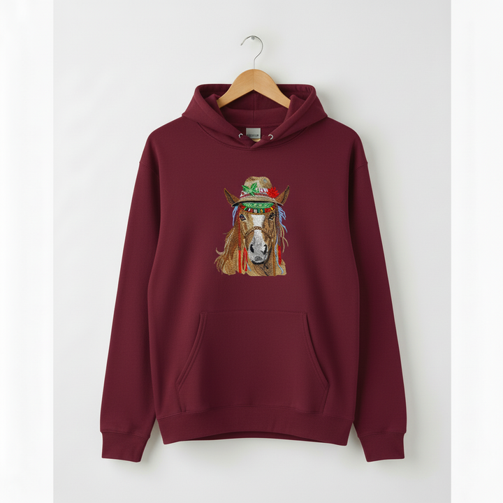 Boho Western Horse — Premium Embroidered Hoodie | Original EmbroMania Design