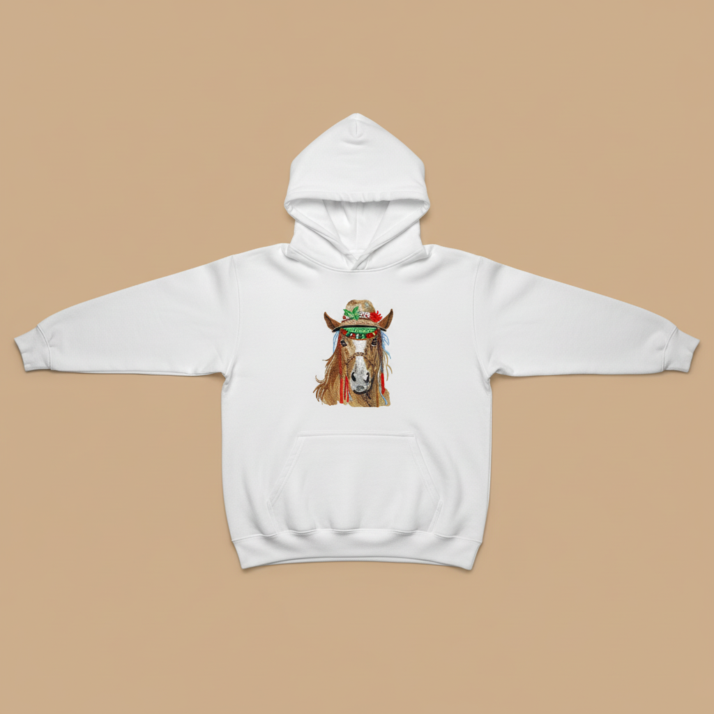 Boho Western Horse — Premium Embroidered Hoodie | Original EmbroMania Design