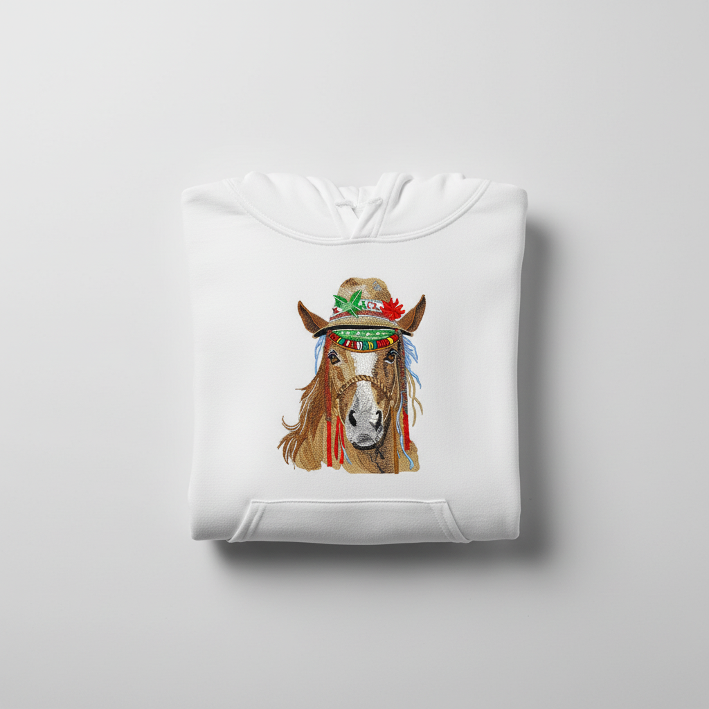 Boho Western Horse — Premium Embroidered Hoodie | Original EmbroMania Design