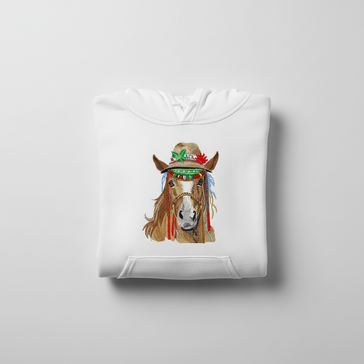 Boho Western Horse — Premium Embroidered Hoodie | Original EmbroMania Design
