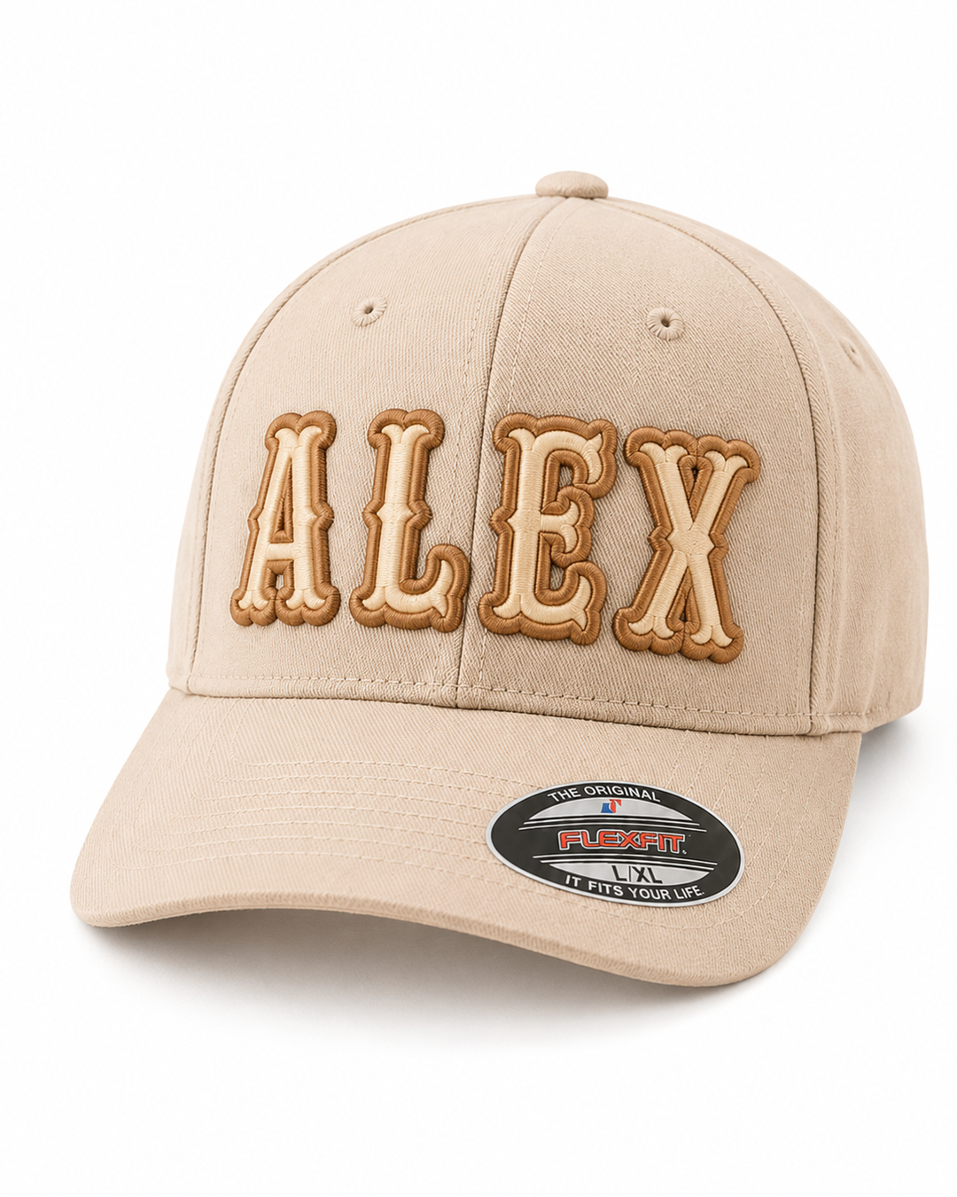 Boston 3D Puff Custom Cap Font – Hero Shot · Collegiate Varsity Embroidery | Hand Finished in Dubai | EmbroMania