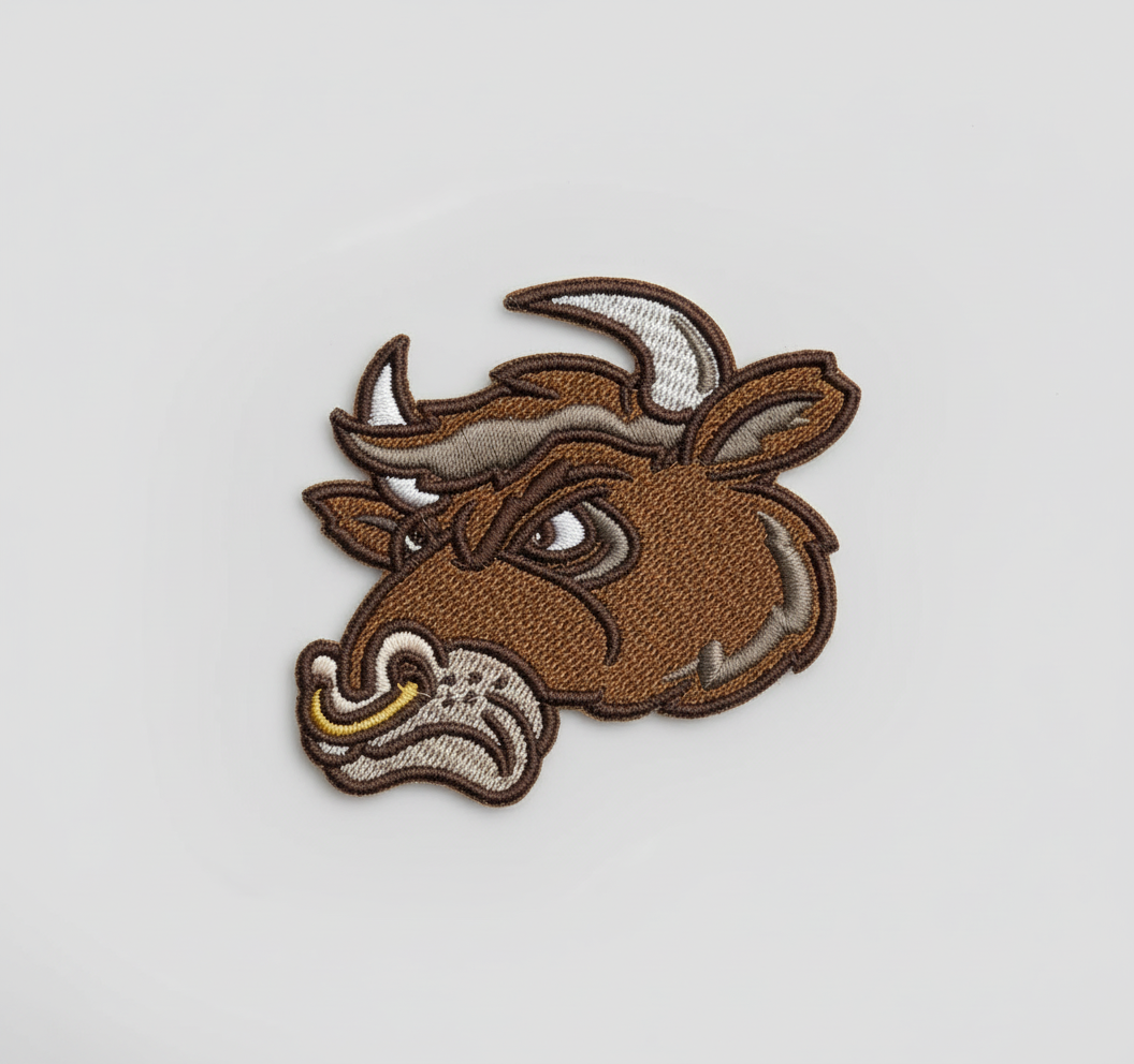 Embroidered patch of a bull&