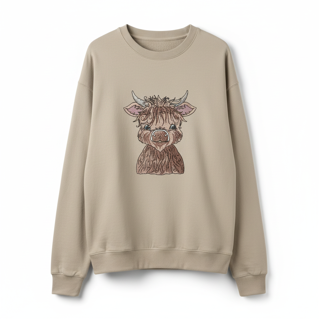 Highland Bull — Premium Embroidered Collection | Hoodie • Sweatshirt • Jute Tote | Original EmbroMania Design