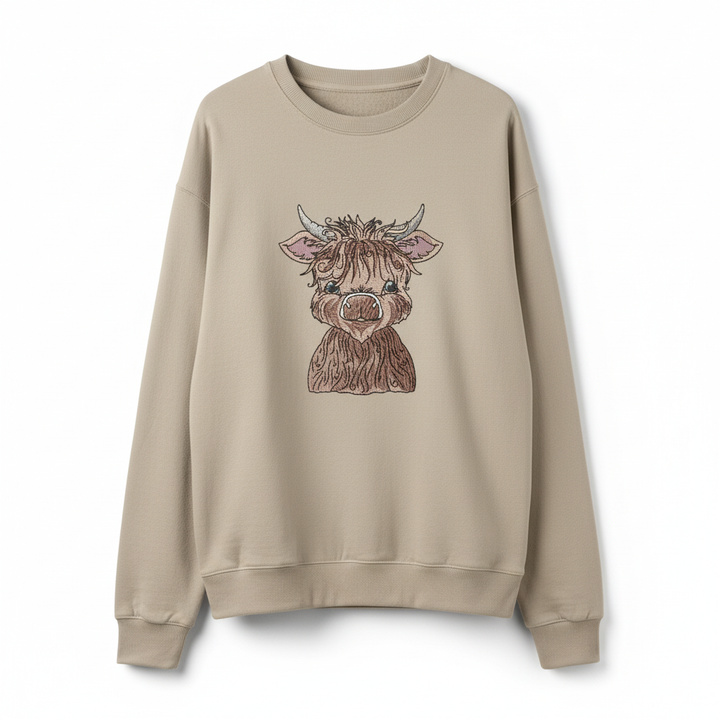 Highland Bull — Premium Embroidered Collection | Hoodie • Sweatshirt • Jute Tote | Original EmbroMania Design