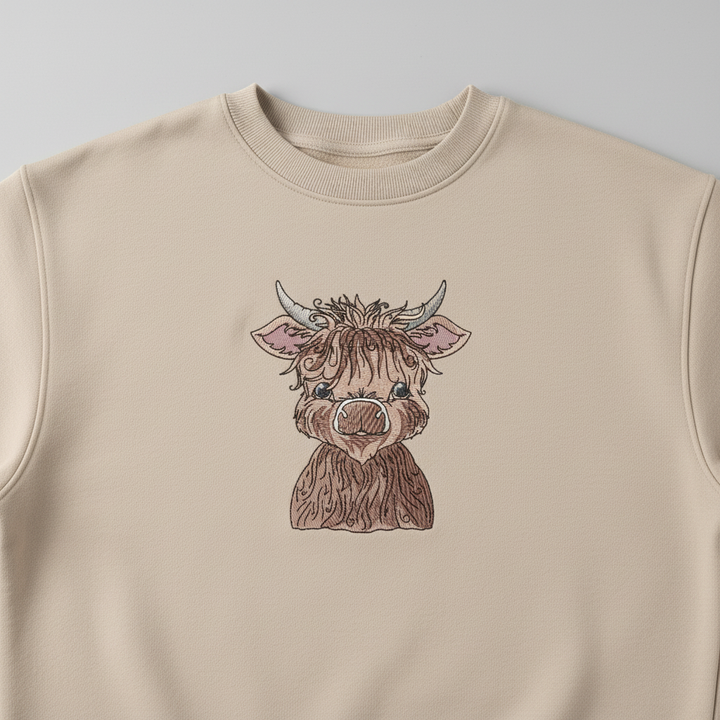Highland Bull — Premium Embroidered Collection | Hoodie • Sweatshirt • Jute Tote | Original EmbroMania Design
