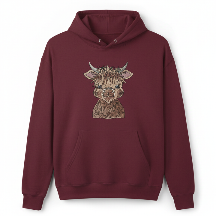 Highland Bull — Premium Embroidered Collection | Hoodie • Sweatshirt • Jute Tote | Original EmbroMania Design