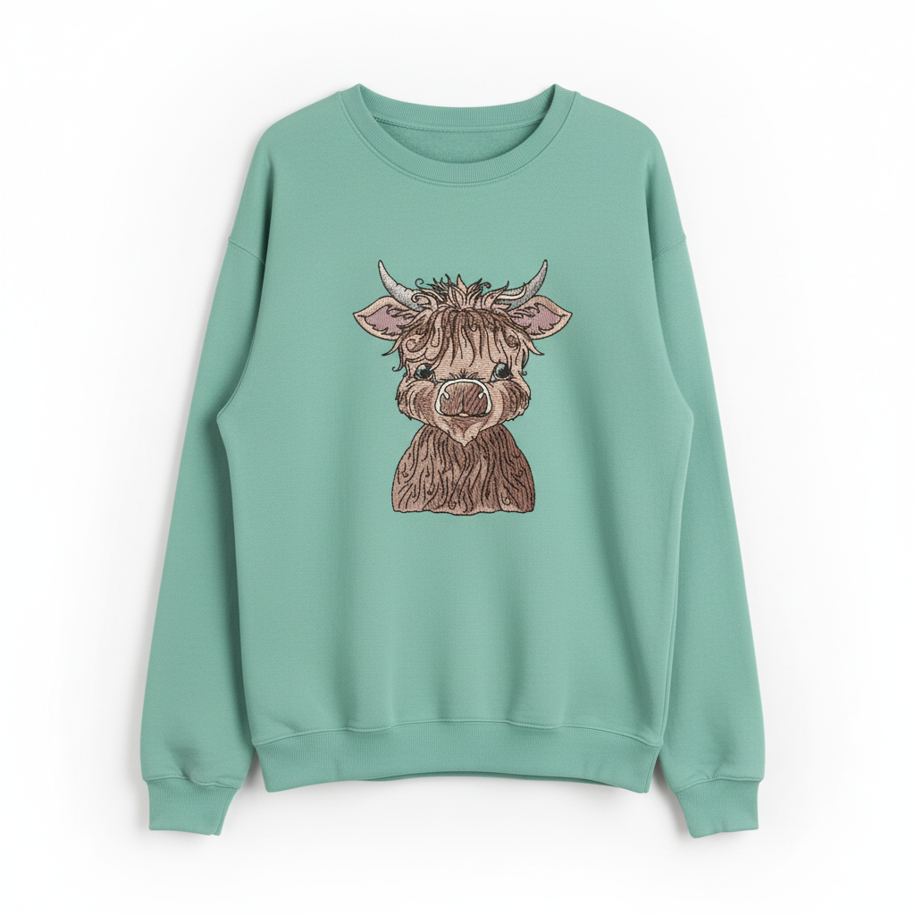 Highland Bull — Premium Embroidered Collection | Hoodie • Sweatshirt • Jute Tote | Original EmbroMania Design
