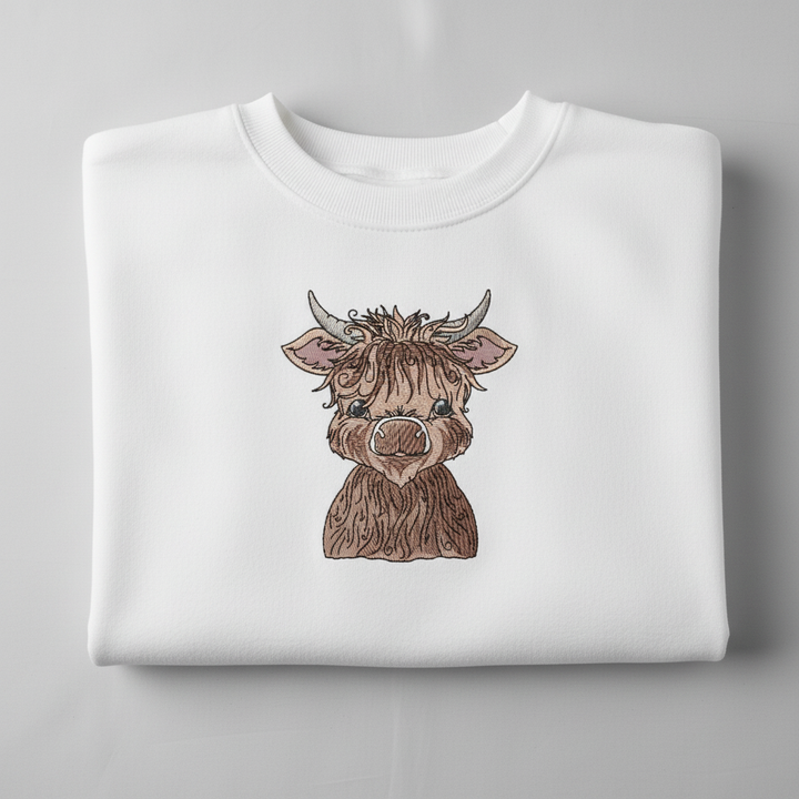 Highland Bull — Premium Embroidered Collection | Hoodie • Sweatshirt • Jute Tote | Original EmbroMania Design
