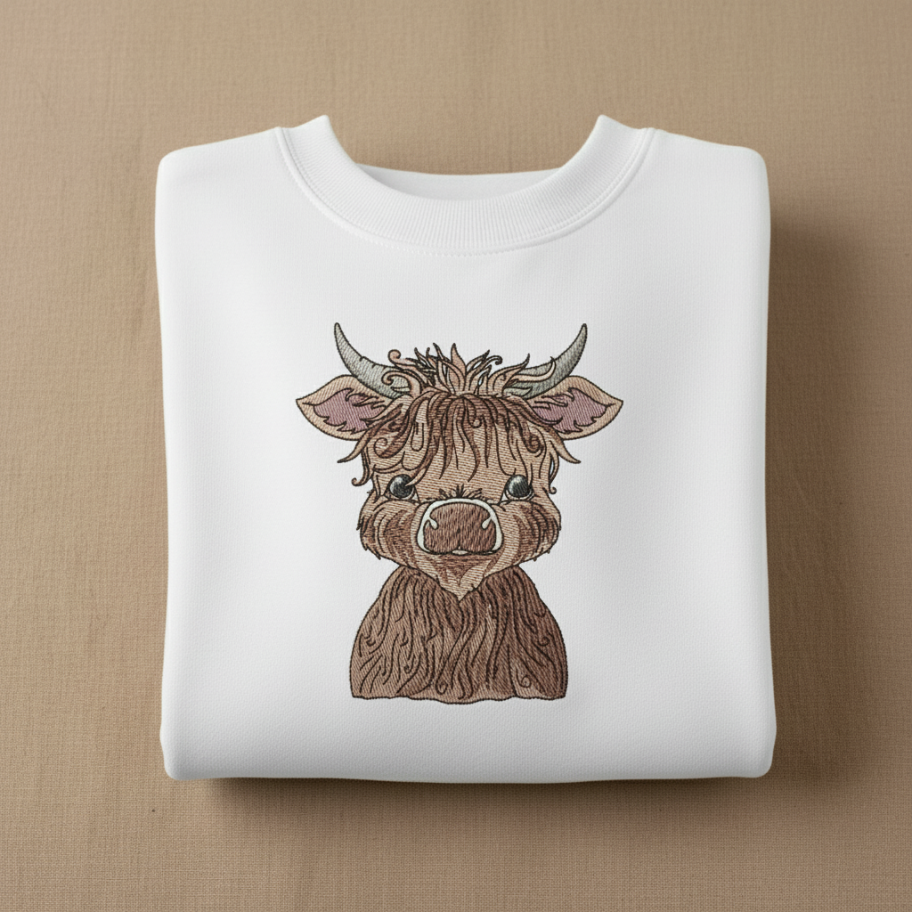 Highland Bull — Premium Embroidered Collection | Hoodie • Sweatshirt • Jute Tote | Original EmbroMania Design