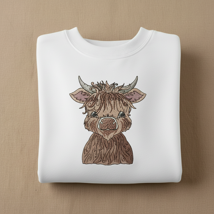 Highland Bull — Premium Embroidered Collection | Hoodie • Sweatshirt • Jute Tote | Original EmbroMania Design