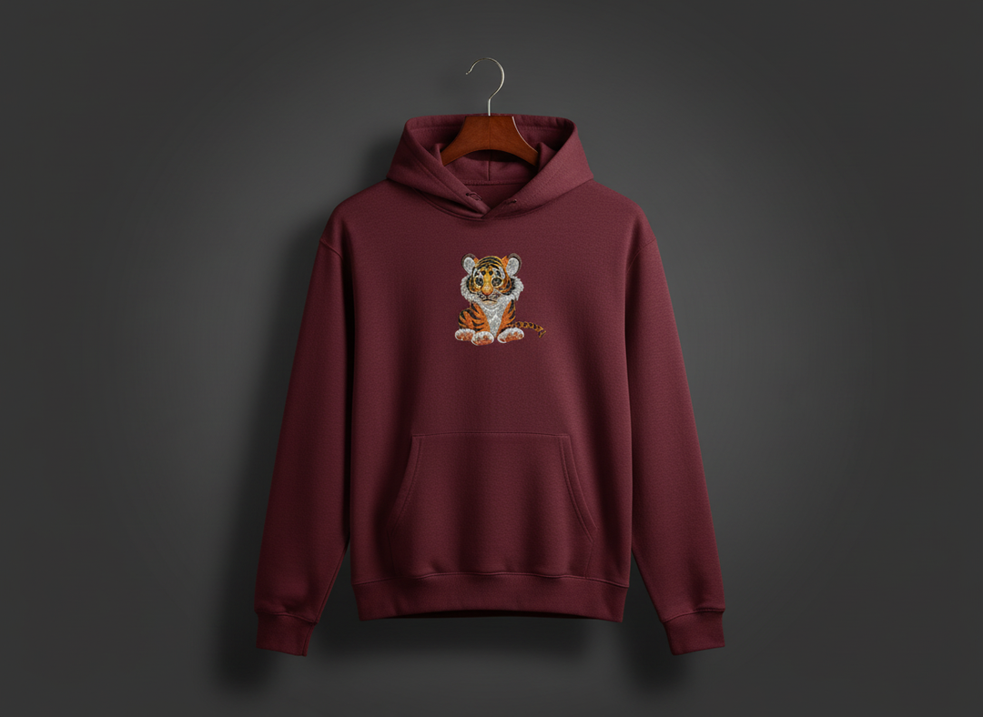 Baby Tiger — Premium Embroidered Hoodie | Original EmbroMania Design