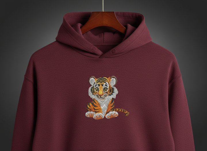 Baby Tiger — Premium Embroidered Hoodie | Original EmbroMania Design