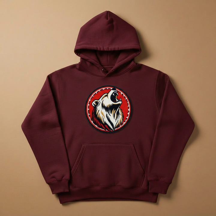 Woodland Bear Machine Embroidered Hoodie – Hand Finished in Dubai | EmbroMania