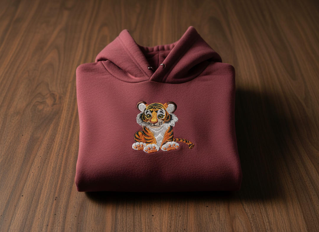 Baby Tiger — Premium Embroidered Hoodie | Original EmbroMania Design