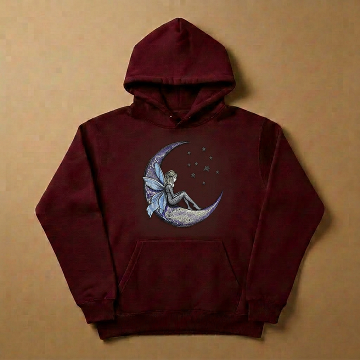Fairy Tale on the Moon Machine Embroidered Hoodie – Hand Finished in Dubai | EmbroMania