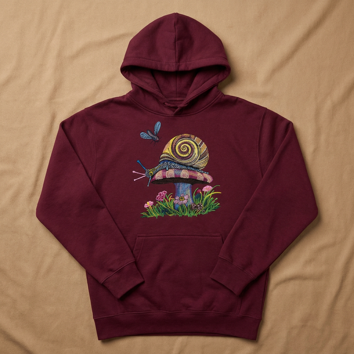 Garden Snail Machine Embroidered Hoodie – Hand Finished in Dubai | EmbroMania