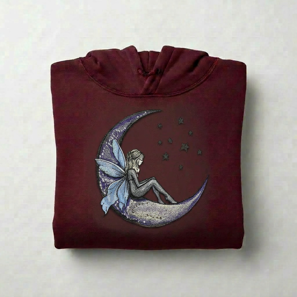 Fairy Tale on the Moon Machine Embroidered Hoodie – Hand Finished in Dubai | EmbroMania