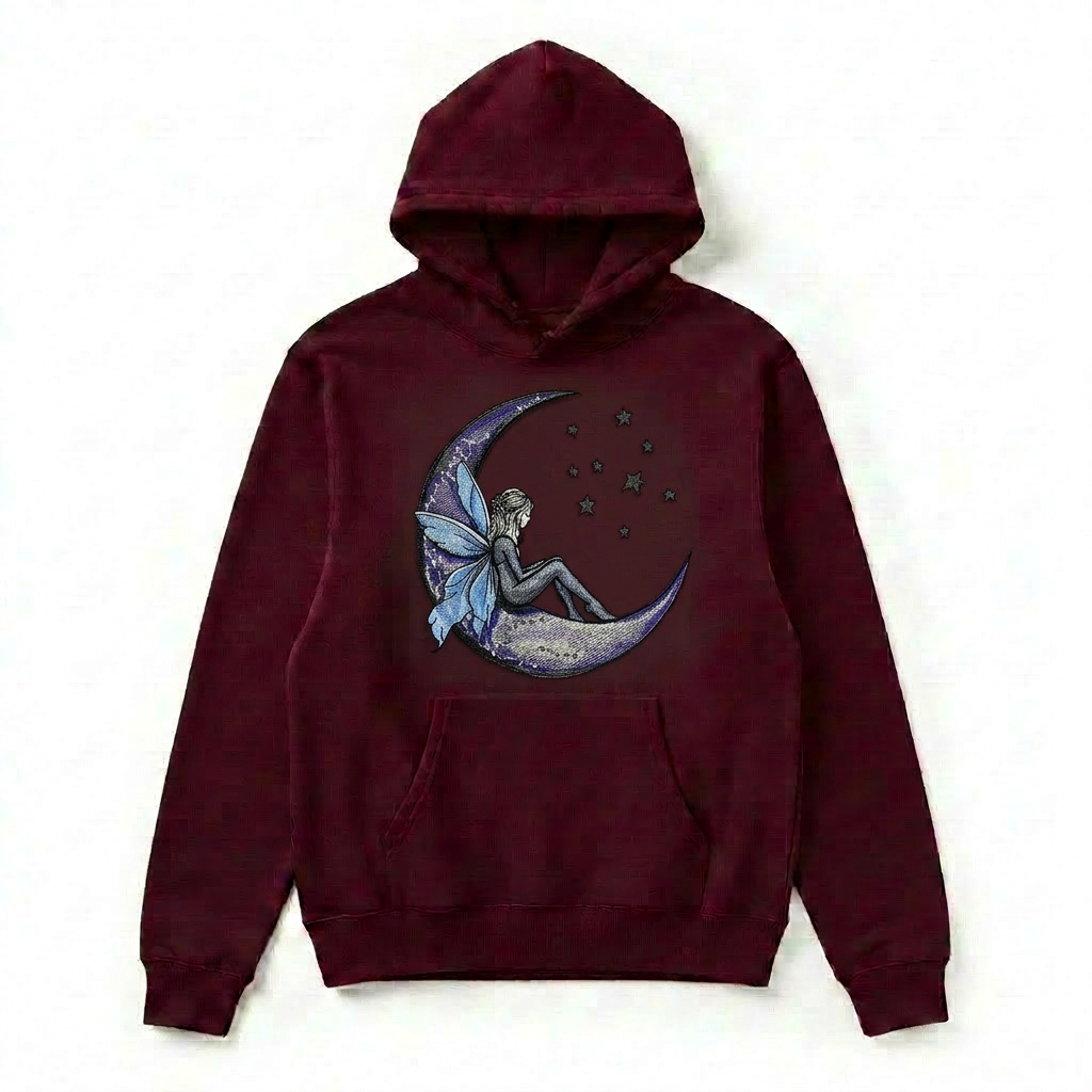 Fairy Tale on the Moon Machine Embroidered Hoodie – Hand Finished in Dubai | EmbroMania