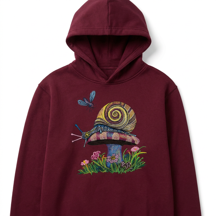 Garden Snail Machine Embroidered Hoodie – Hand Finished in Dubai | EmbroMania