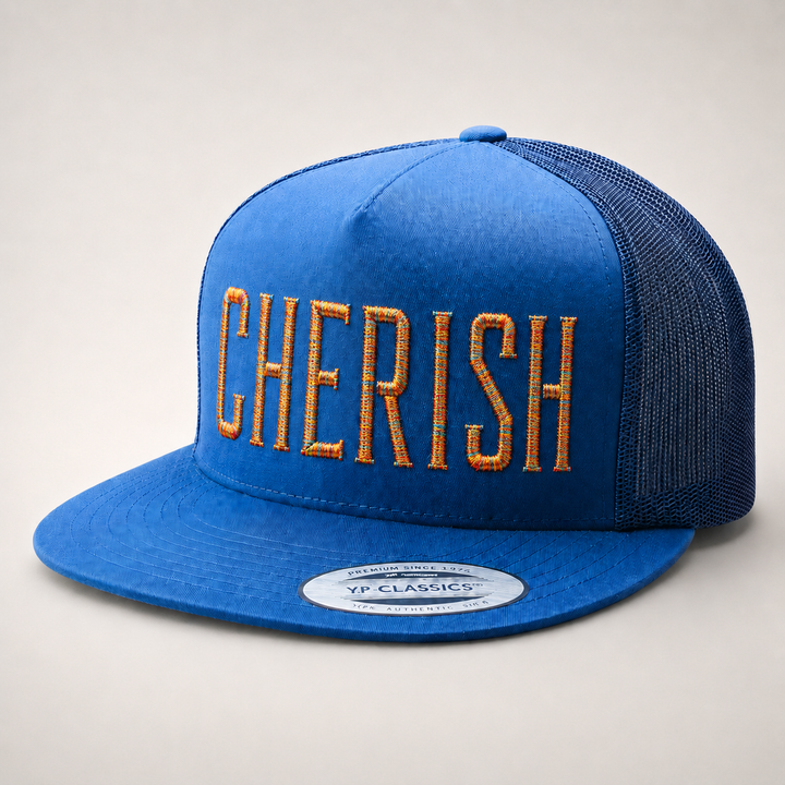 Blue cap with &