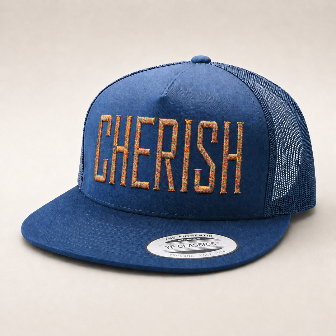 Blue cap with &